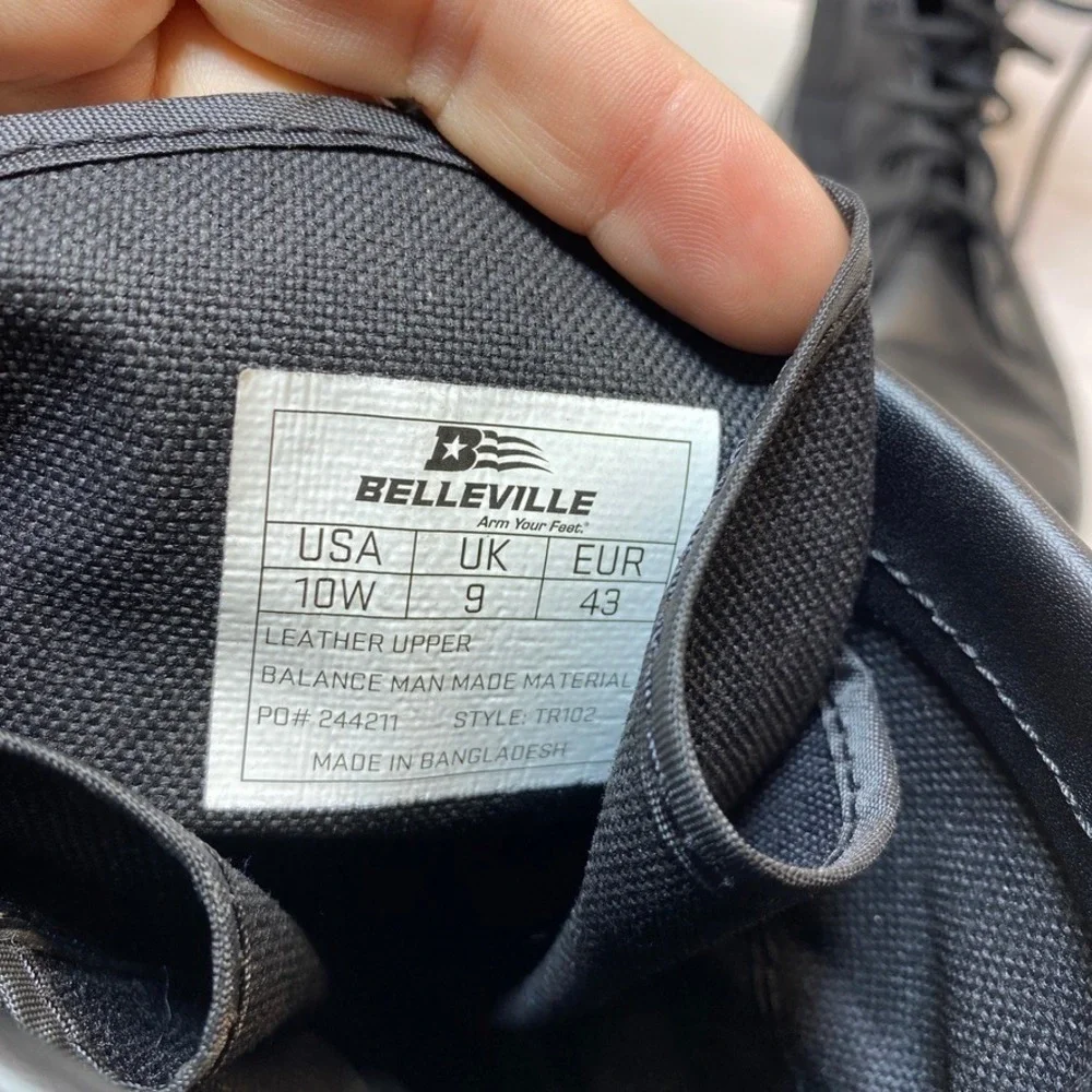 Belleville Mens 10W Mini-Mil Tactical Boots Black Leather Vibram Minimalist